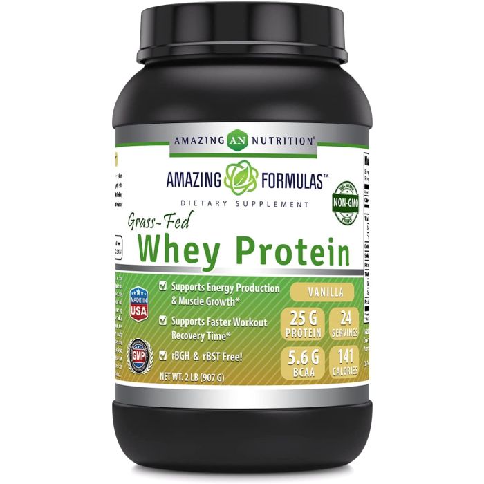 Amazing Formulas Grass Fed Whey Protein 2 Lbs Vanilla Flavor - supplemynts.com